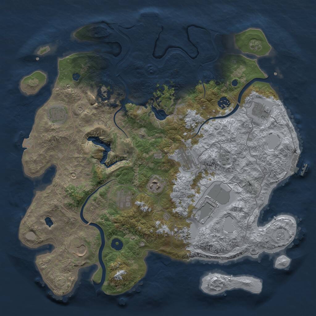 Rust Map: Procedural Map, Size: 4000, Seed: 749786156, 17 Monuments