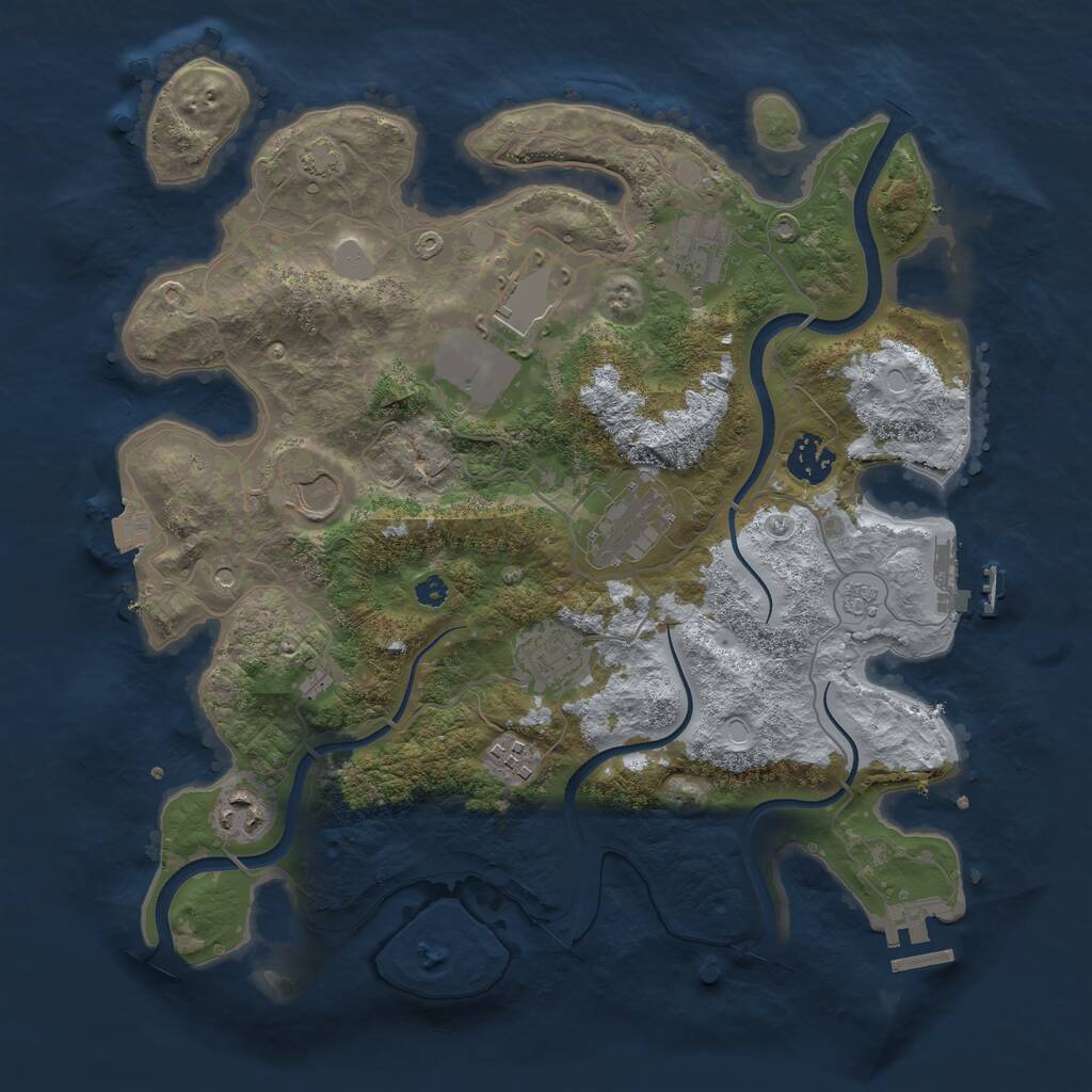 Rust Map: Procedural Map, Size: 3500, Seed: 1835870099, 14 Monuments