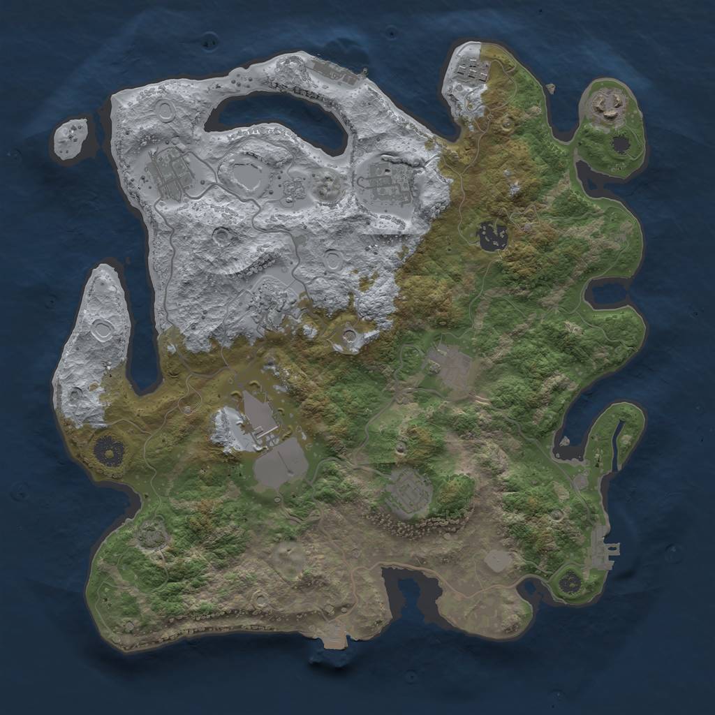 Rust Map: Procedural Map, Size: 3500, Seed: 2124125638, 17 Monuments
