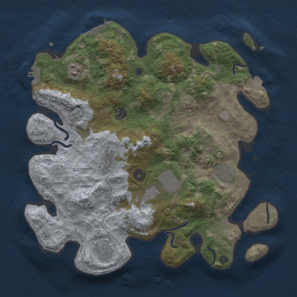 Rust Map: Procedural Map, Size: 3500, Seed: 9277, 15 Monuments