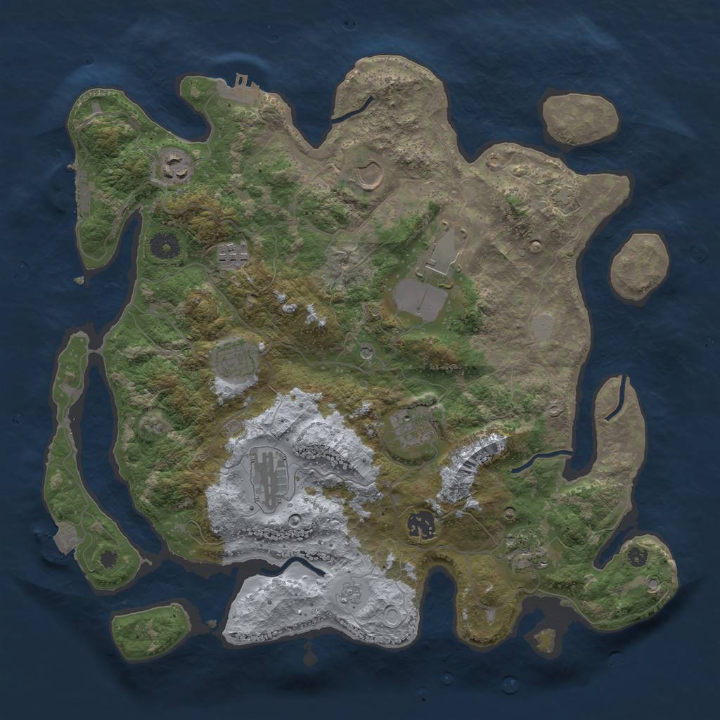 Rust Map: Procedural Map, Size: 3750, Seed: 645231, 17 Monuments