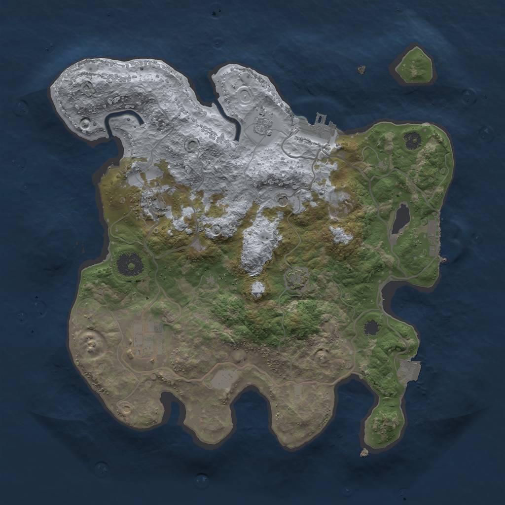 Rust Map: Procedural Map, Size: 3000, Seed: 53255, 10 Monuments