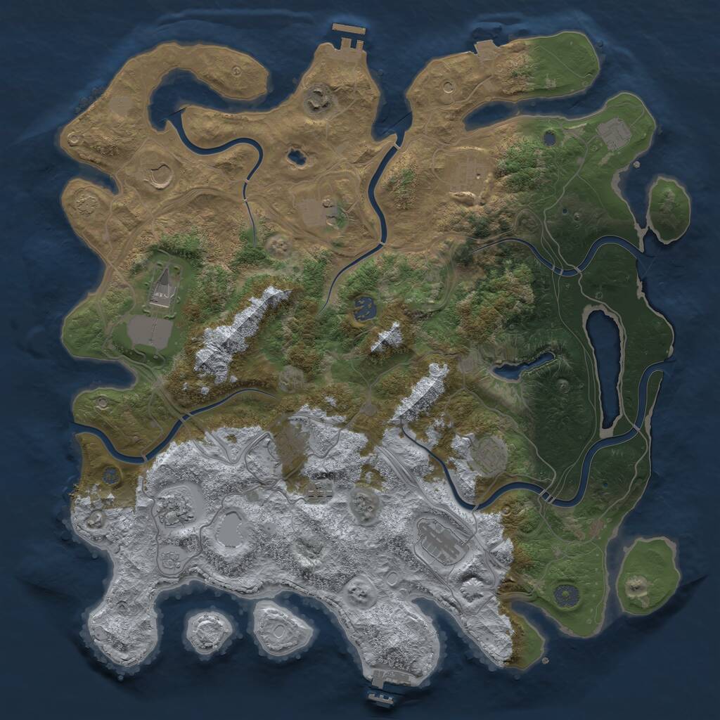 Rust Map: Procedural Map, Size: 4400, Seed: 37966747, 19 Monuments