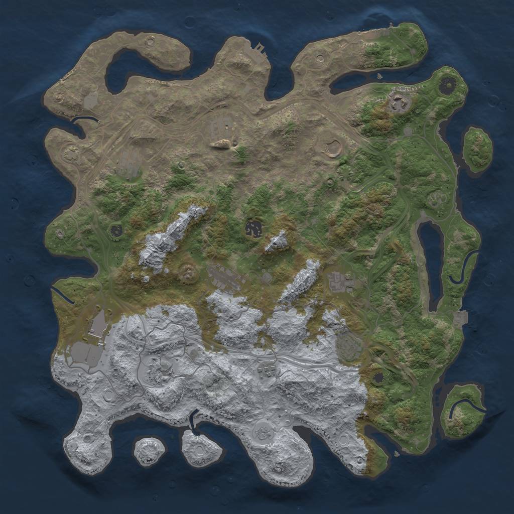 Rust Map: Procedural Map, Size: 4400, Seed: 37966747, 19 Monuments