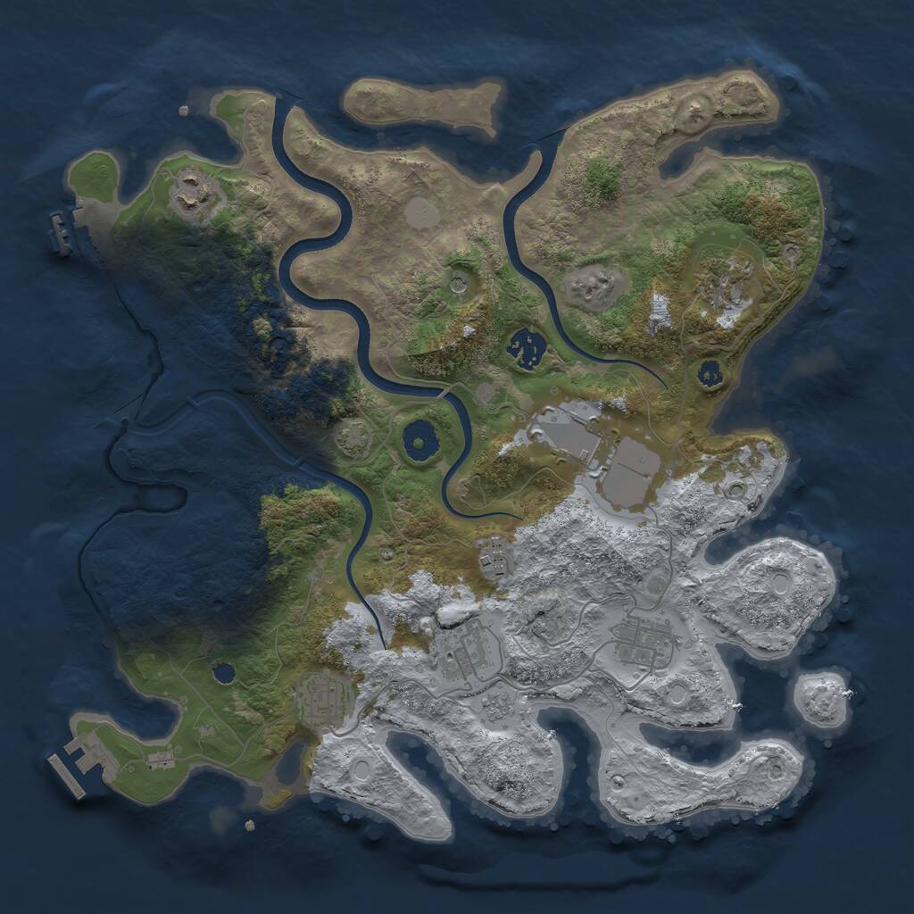Rust Map: Procedural Map, Size: 3600, Seed: 92413870, 14 Monuments
