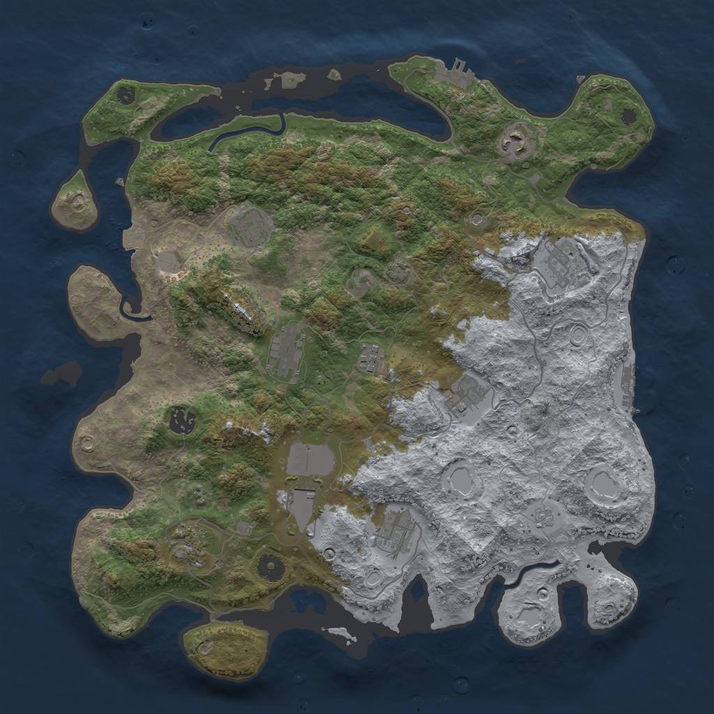 Rust Map: Procedural Map, Size: 3950, Seed: 12207499, 18 Monuments