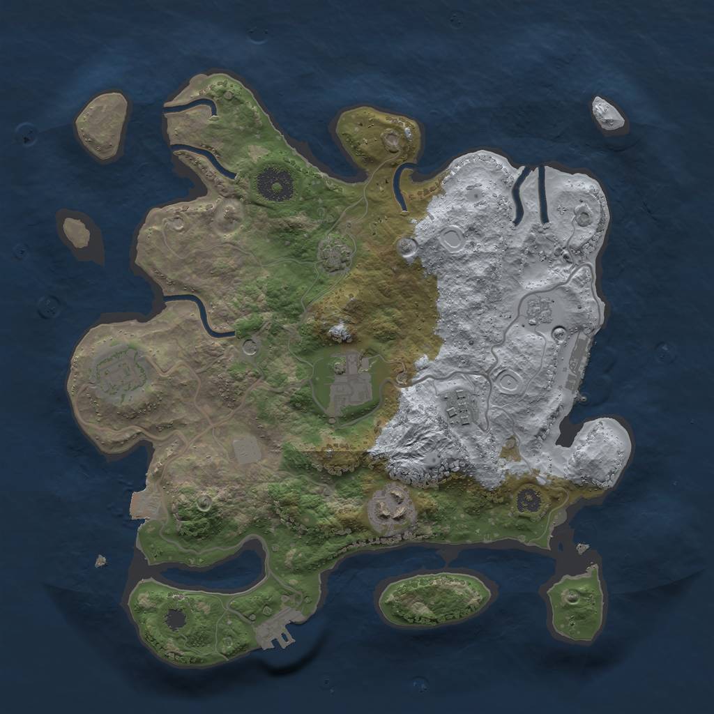 Rust Map: Procedural Map, Size: 3000, Seed: 26210, 12 Monuments