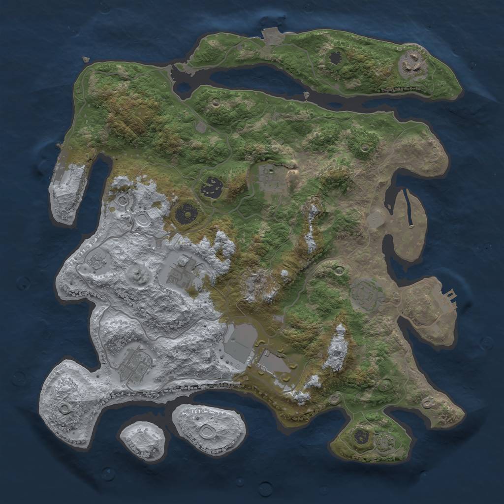 Rust Map: Procedural Map, Size: 3550, Seed: 24830896, 15 Monuments