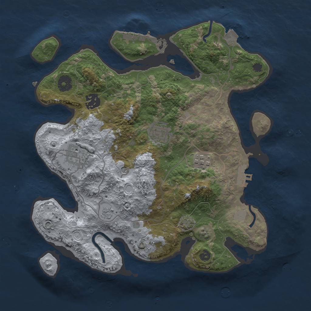 Rust Map: Procedural Map, Size: 3000, Seed: 46645, 12 Monuments