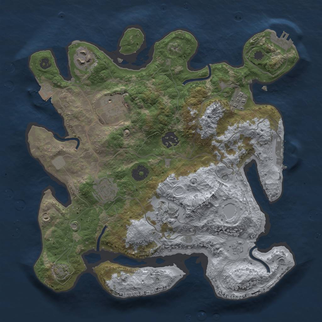 Rust Map: Procedural Map, Size: 3000, Seed: 1894704931, 14 Monuments