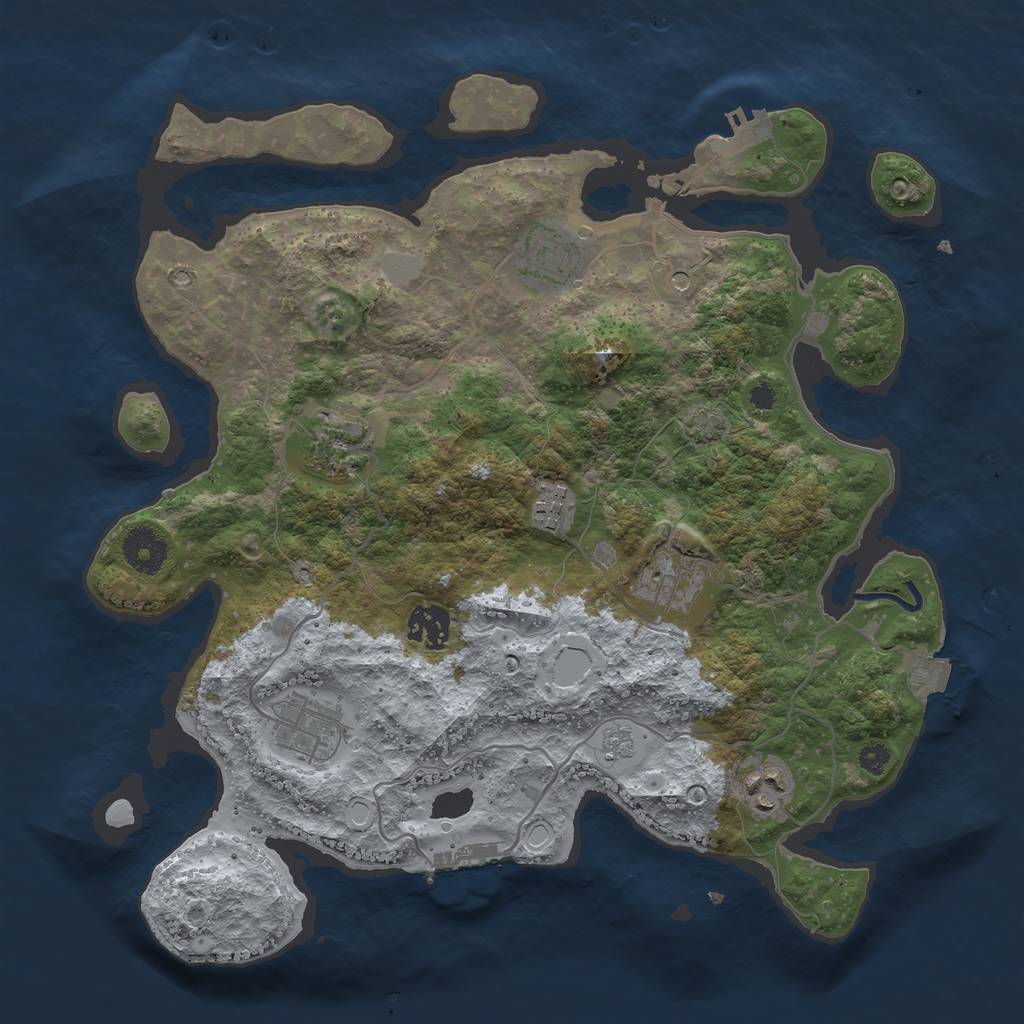 Rust Map: Procedural Map, Size: 3450, Seed: 22535377, 15 Monuments