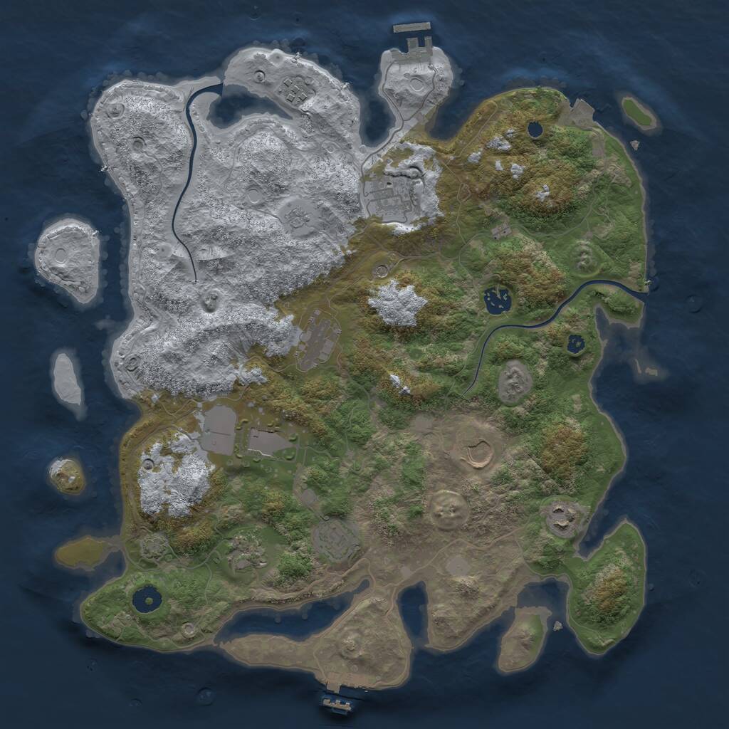 Rust Map: Procedural Map, Size: 3950, Seed: 82389628, 15 Monuments