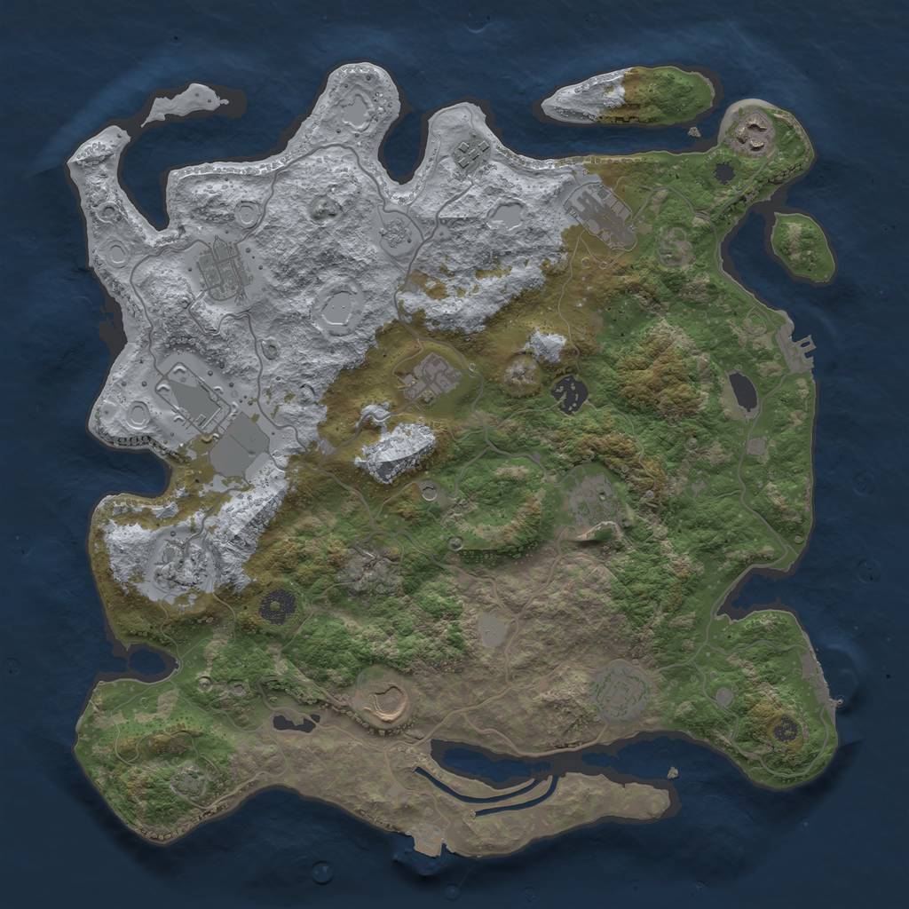 Rust Map: Procedural Map, Size: 3850, Seed: 76805540, 19 Monuments
