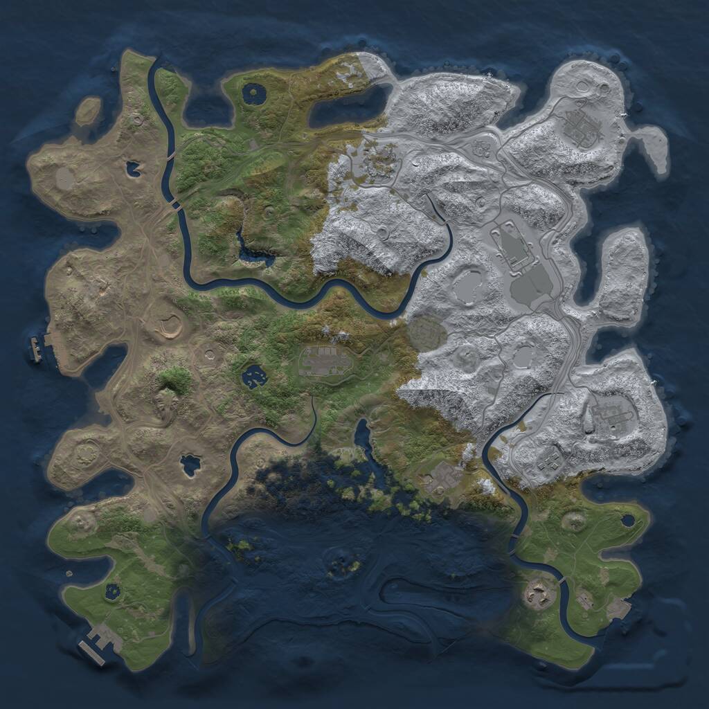 Rust Map: Procedural Map, Size: 4500, Seed: 61211964, 17 Monuments