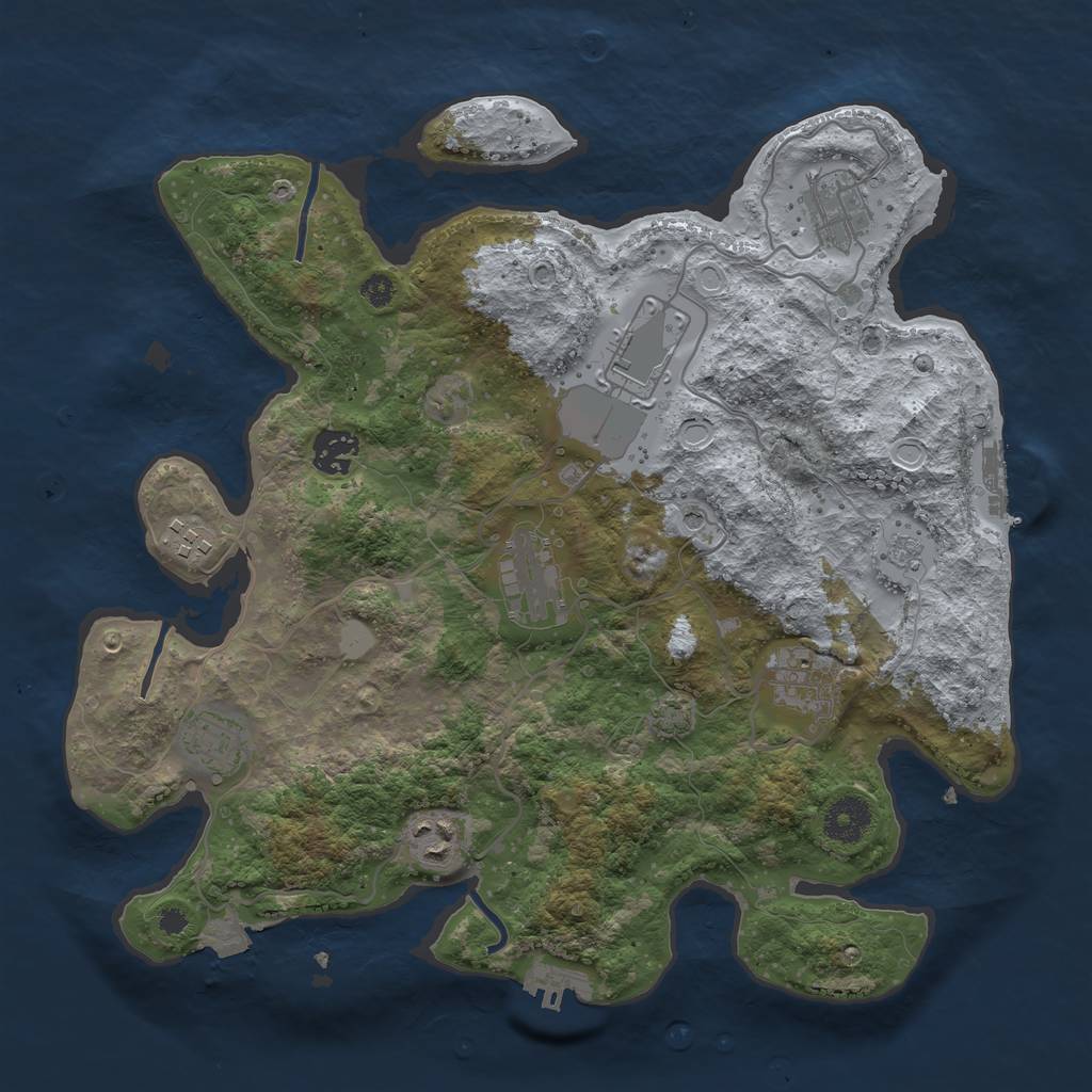 Rust Map: Procedural Map, Size: 3500, Seed: 181853609, 16 Monuments