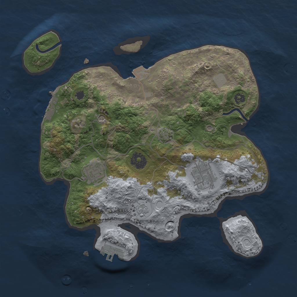 Rust Map: Procedural Map, Size: 2750, Seed: 76527225, 10 Monuments