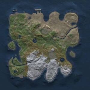 Thumbnail Rust Map: Procedural Map, Size: 3000, Seed: 1698133753, 10 Monuments