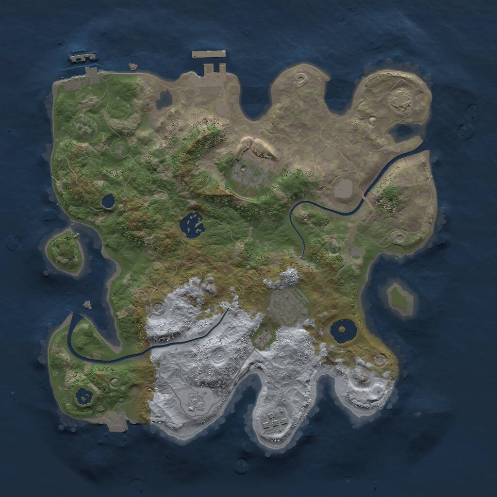 Rust Map: Procedural Map, Size: 3000, Seed: 1698133753, 10 Monuments