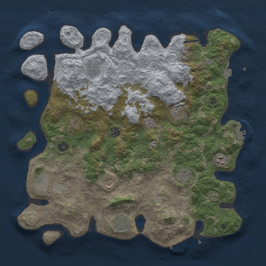 Rust Map: Procedural Map, Size: 4000, Seed: 74332736, 18 Monuments