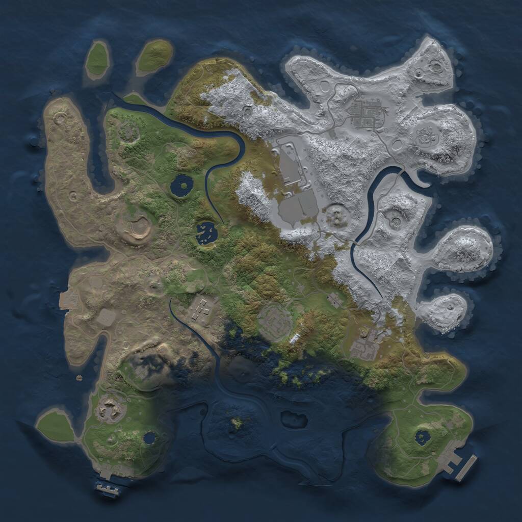 Rust Map: Procedural Map, Size: 3500, Seed: 307405434, 15 Monuments