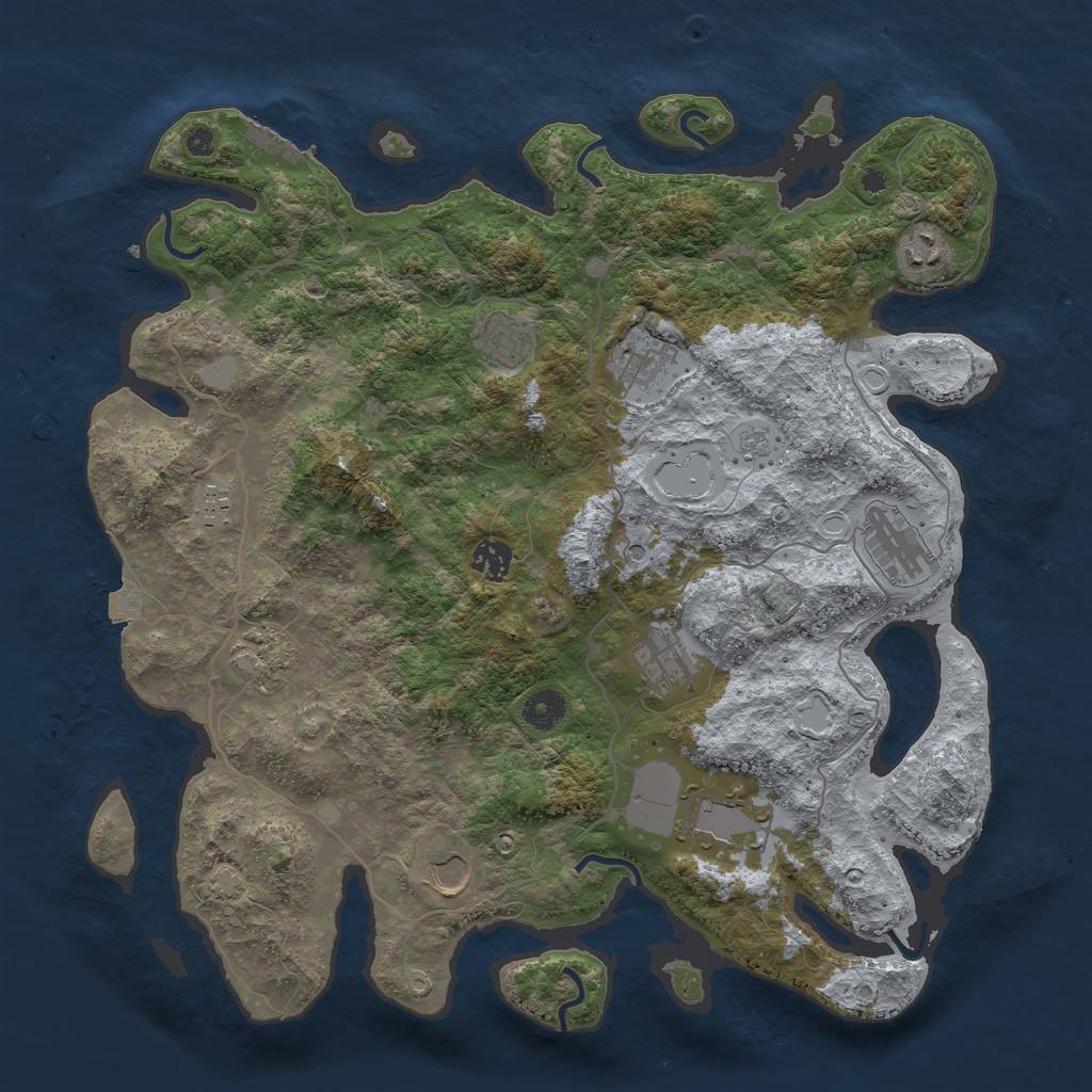 Rust Map: Procedural Map, Size: 4000, Seed: 195652213, 17 Monuments