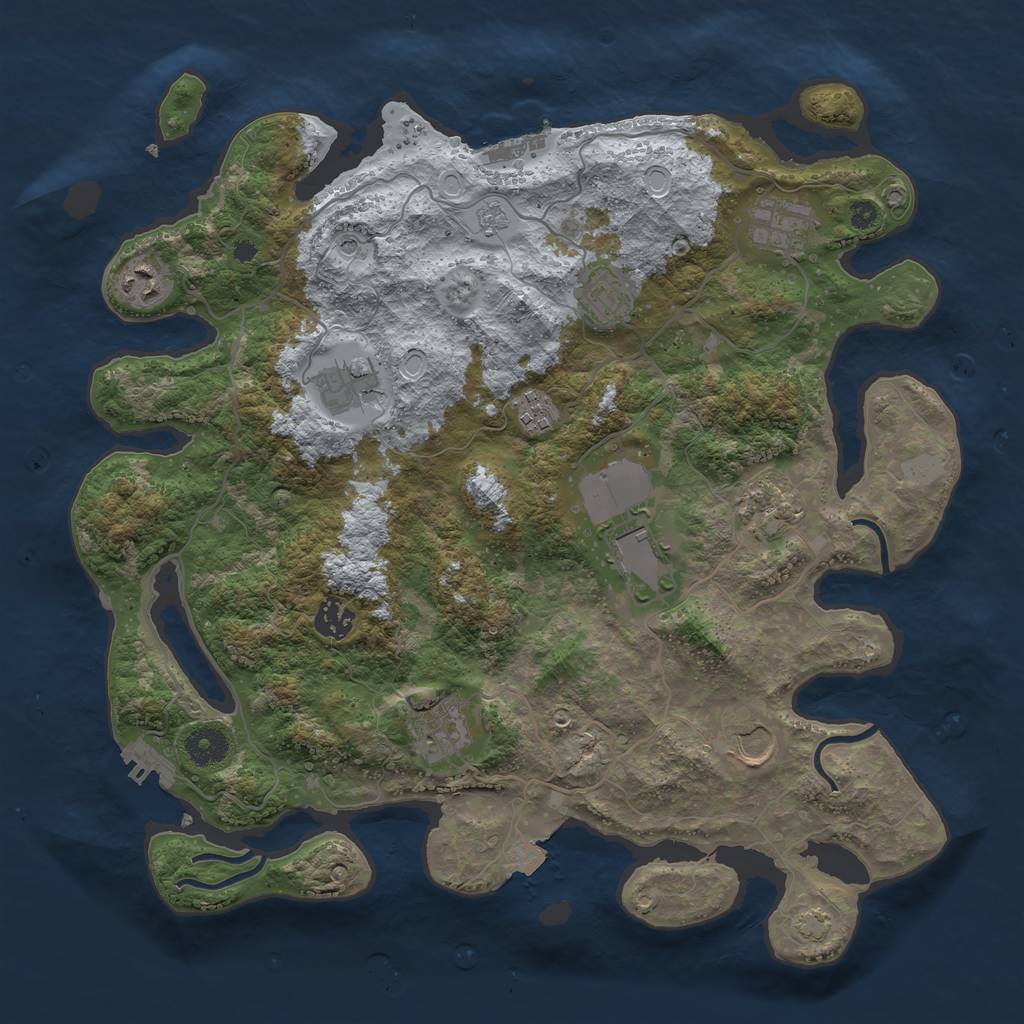 Rust Map: Procedural Map, Size: 3800, Seed: 315919160, 18 Monuments