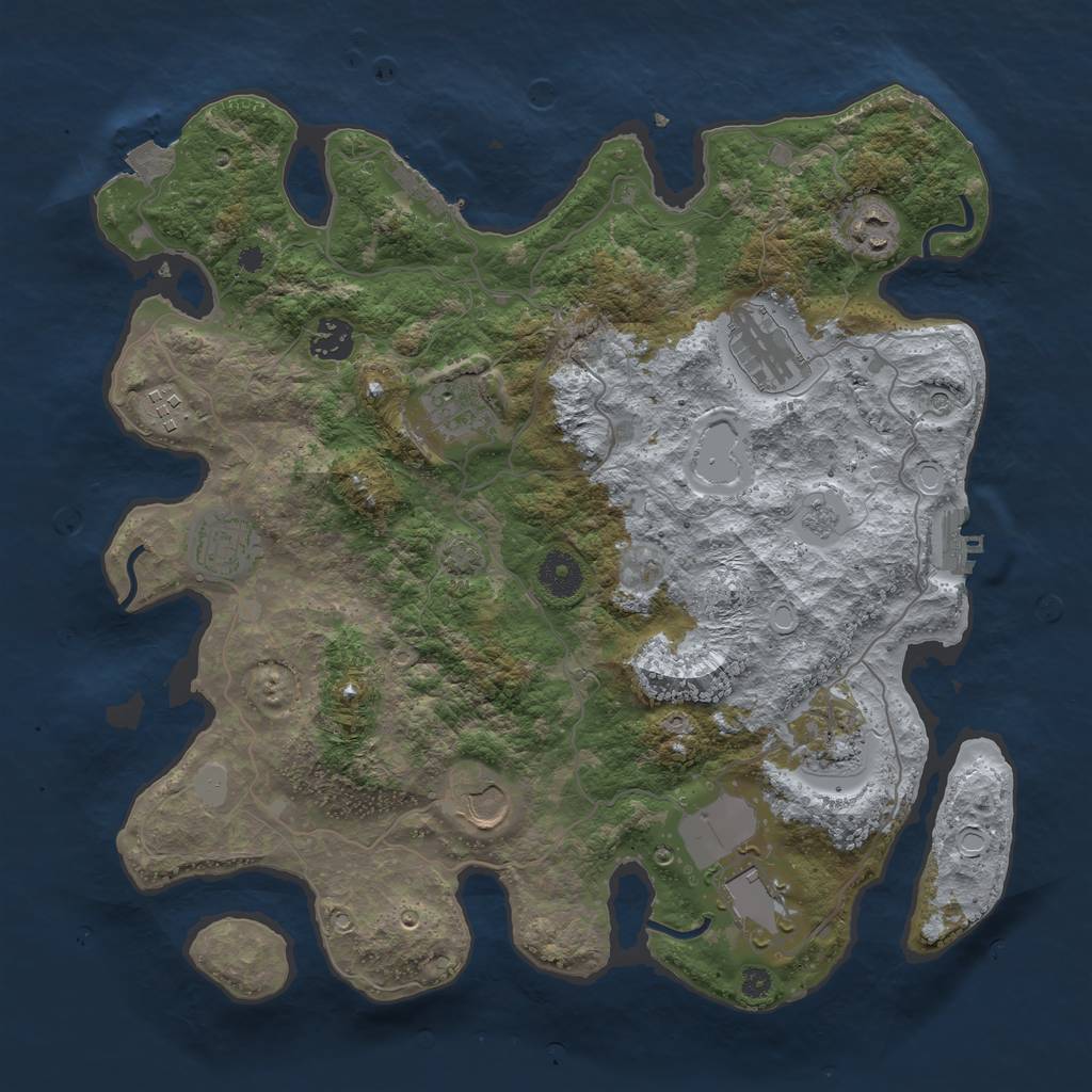 Rust Map: Procedural Map, Size: 3700, Seed: 761416079, 17 Monuments