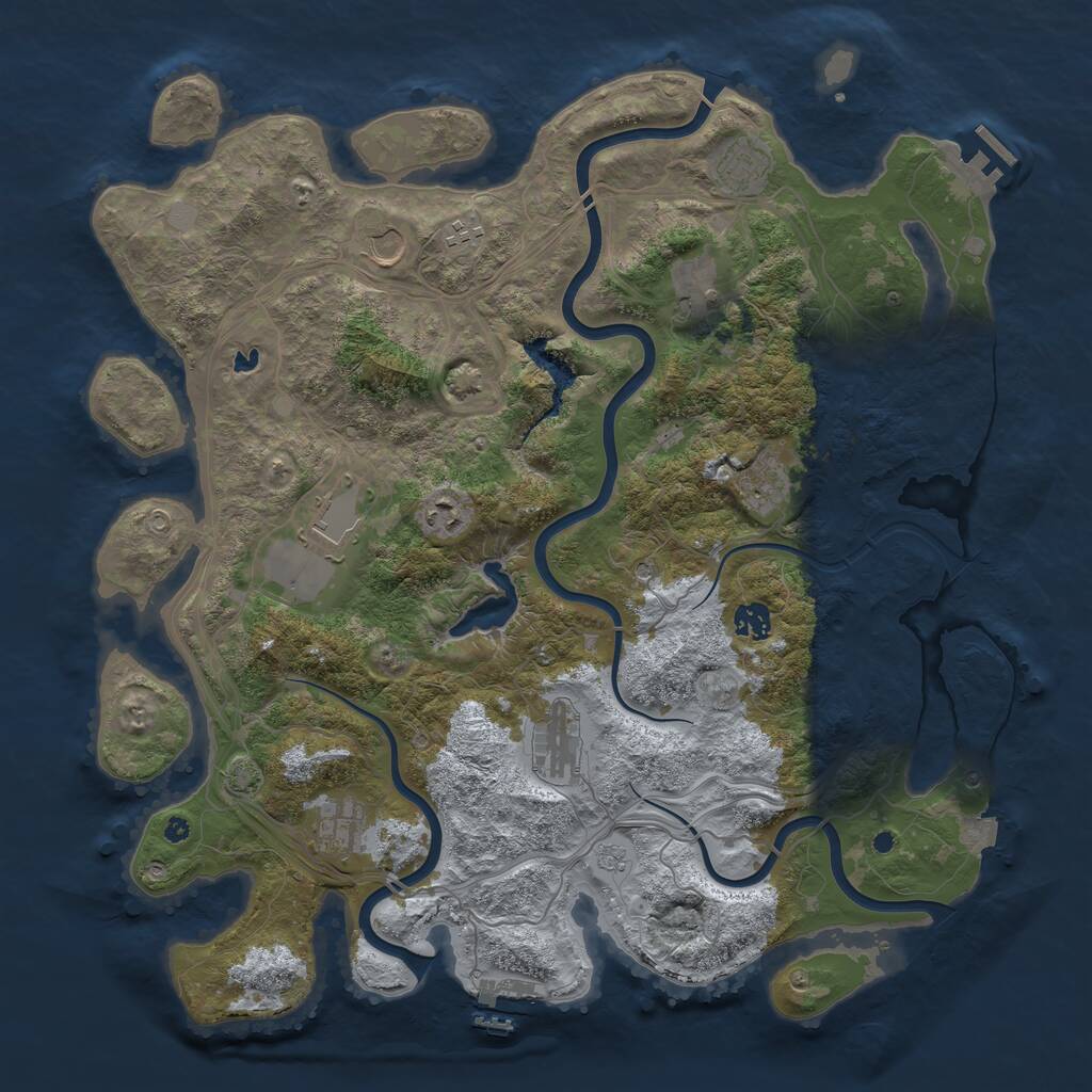 Rust Map: Procedural Map, Size: 4300, Seed: 54033449, 16 Monuments