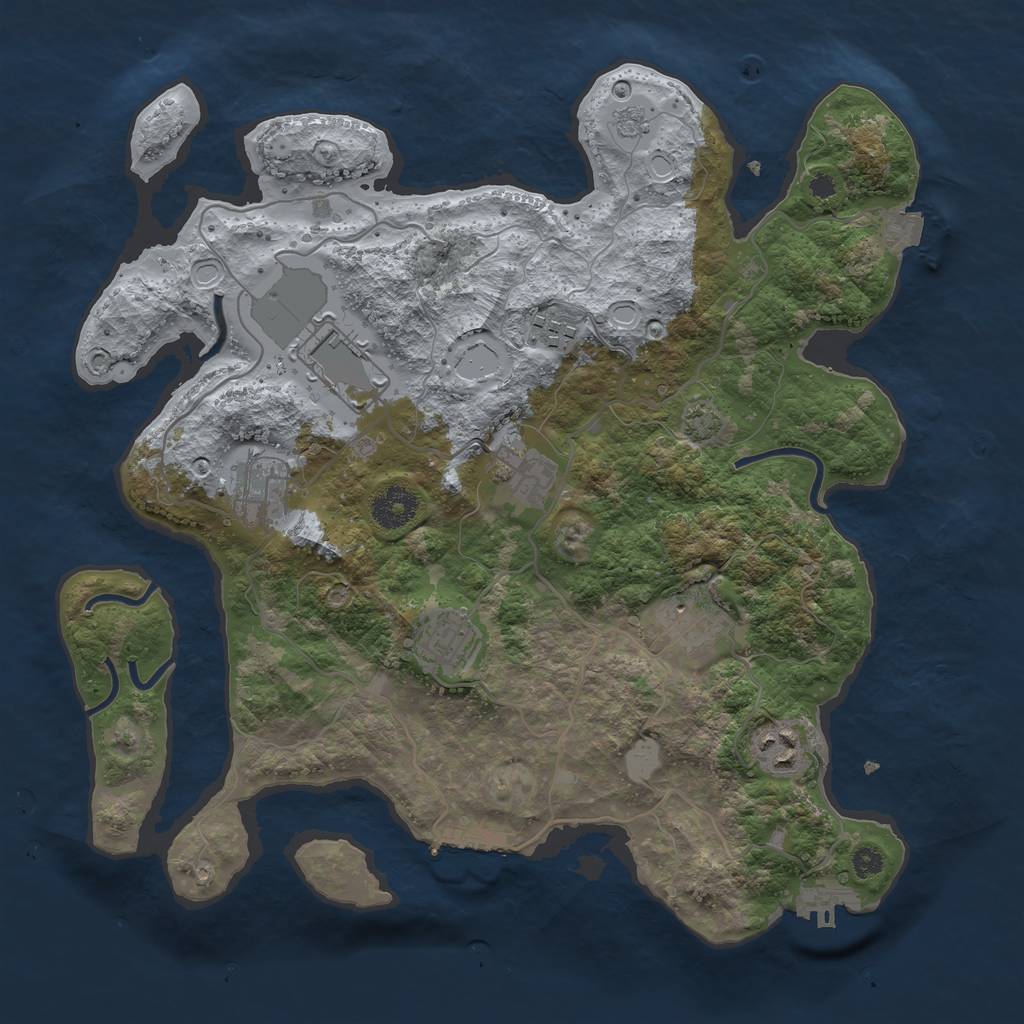 Rust Map: Procedural Map, Size: 3500, Seed: 248113494, 14 Monuments