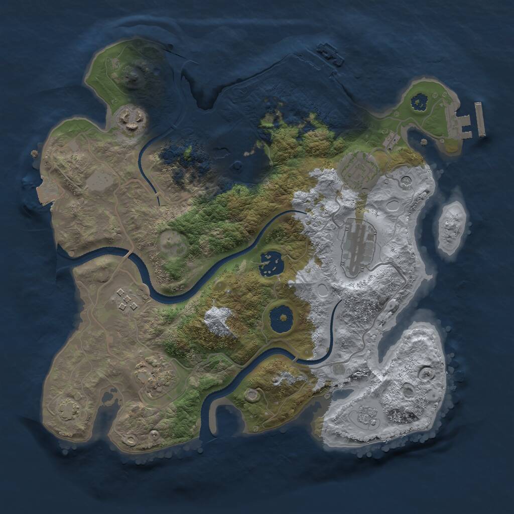 Rust Map: Procedural Map, Size: 3000, Seed: 933816172, 13 Monuments