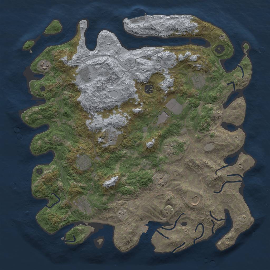 Rust Map: Procedural Map, Size: 4300, Seed: 43472095, 18 Monuments