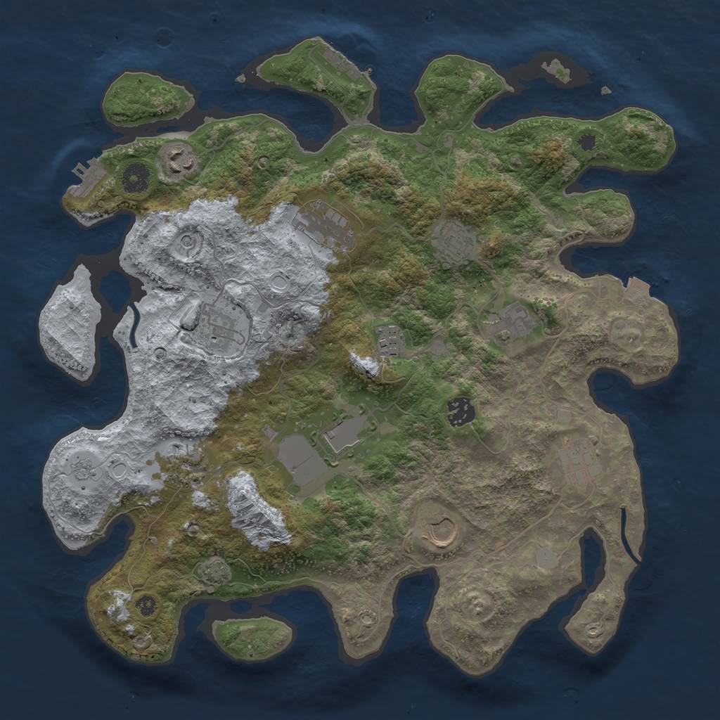 Rust Map: Procedural Map, Size: 3700, Seed: 776852100, 19 Monuments