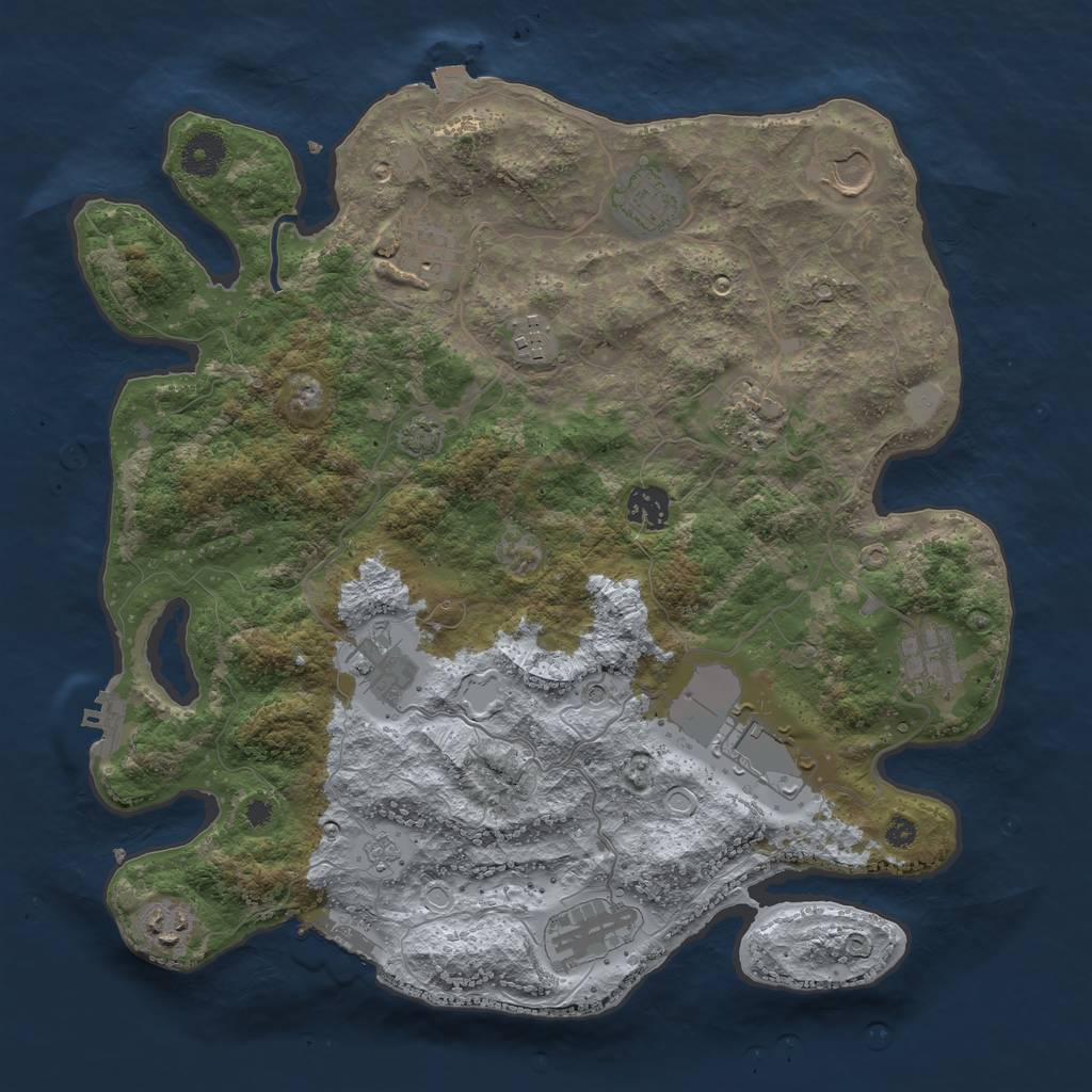 Rust Map: Procedural Map, Size: 3700, Seed: 718601987, 19 Monuments