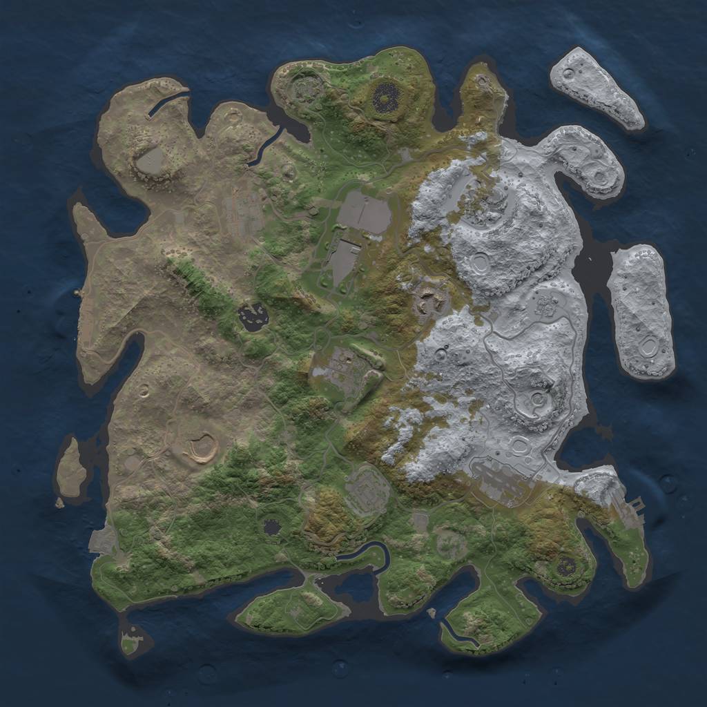 Rust Map: Procedural Map, Size: 3600, Seed: 35365121, 17 Monuments