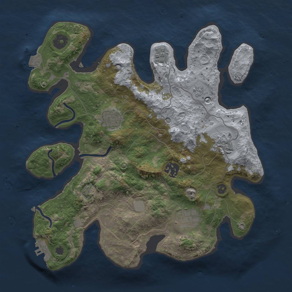 Rust Map: Procedural Map, Size: 3000, Seed: 165466680, 12 Monuments