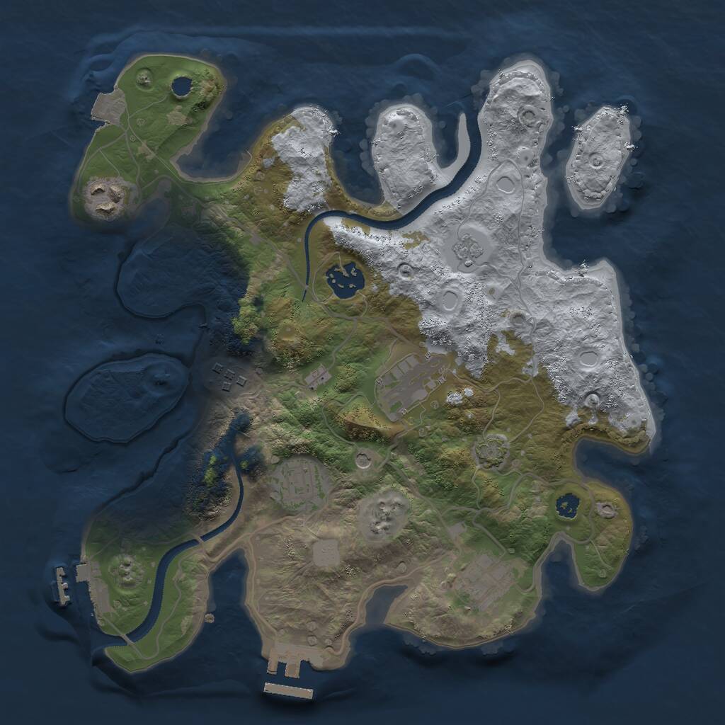 Rust Map: Procedural Map, Size: 3000, Seed: 165466680, 12 Monuments
