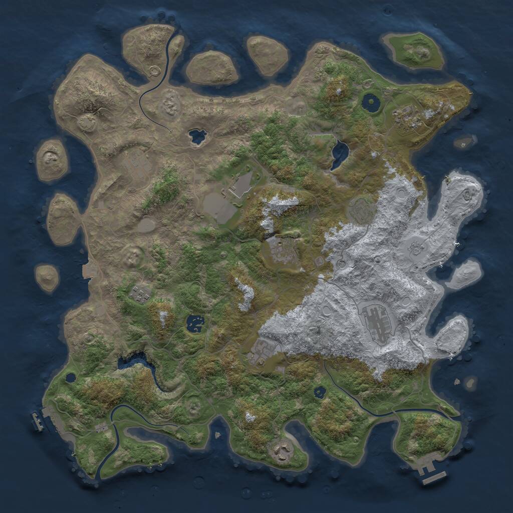 Rust Map: Procedural Map, Size: 4200, Seed: 2046843357, 16 Monuments