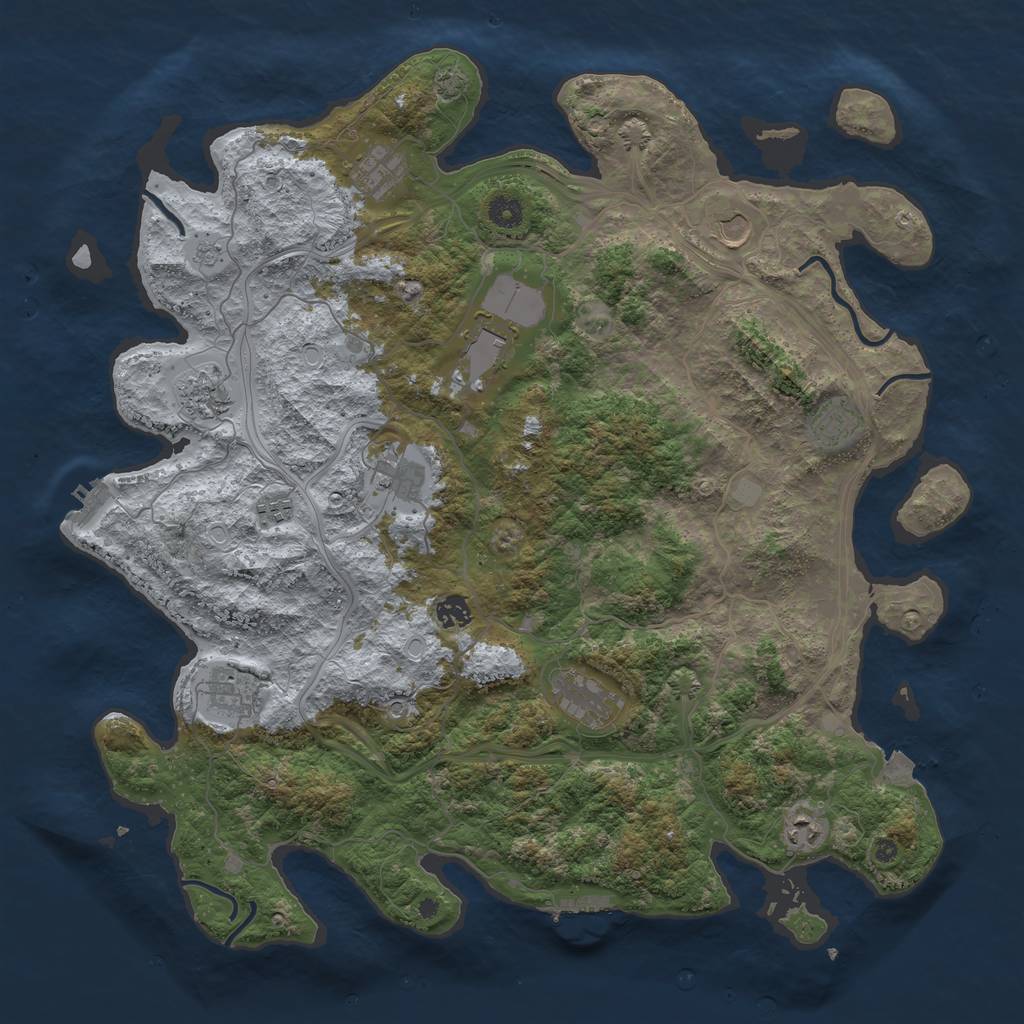 Rust Map: Procedural Map, Size: 4500, Seed: 274578754, 19 Monuments