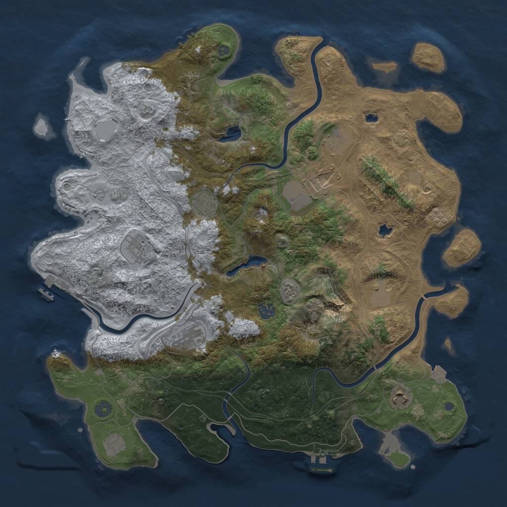 Rust Map: Procedural Map, Size: 4500, Seed: 274578754, 18 Monuments