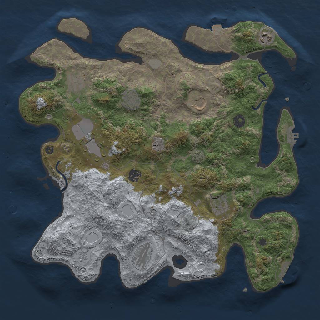 Rust Map: Procedural Map, Size: 3800, Seed: 80425, 17 Monuments