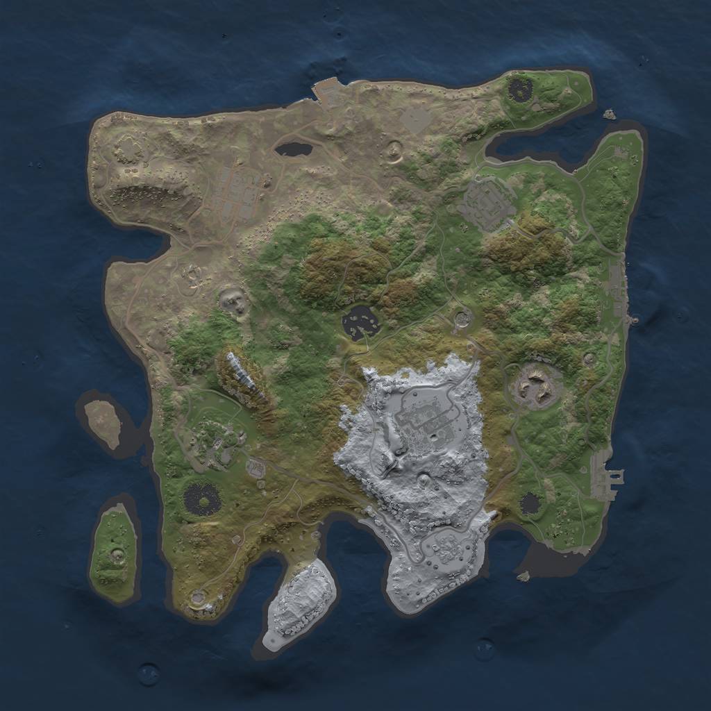 Rust Map: Procedural Map, Size: 3000, Seed: 446338442, 14 Monuments