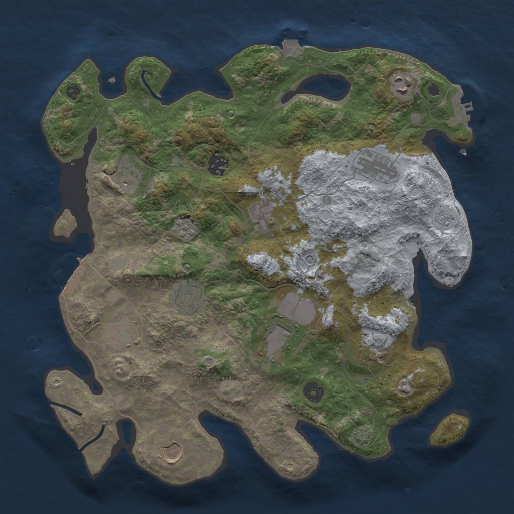 Rust Map: Procedural Map, Size: 3700, Seed: 2001017228, 19 Monuments