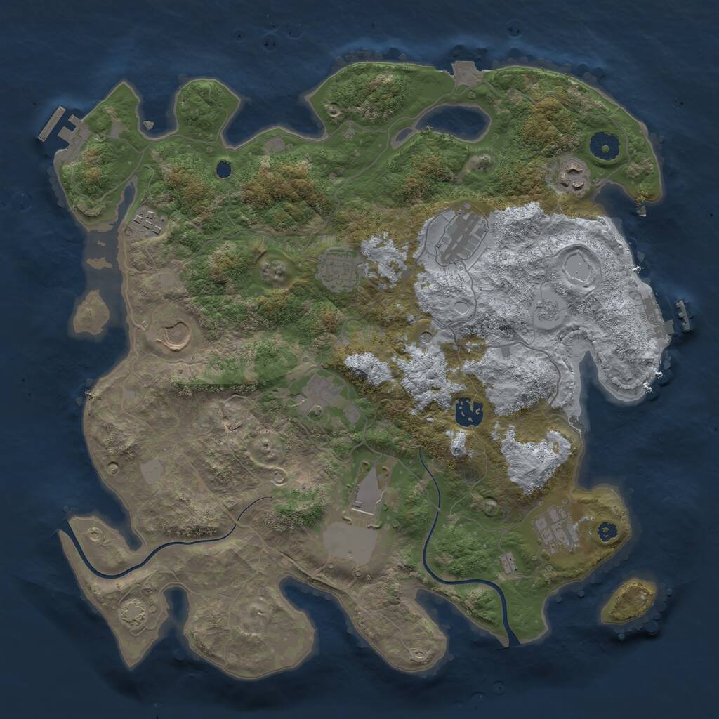 Rust Map: Procedural Map, Size: 3700, Seed: 2001017228, 15 Monuments