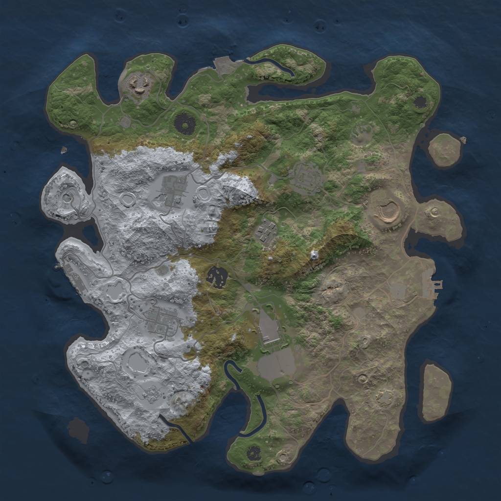 Rust Map: Procedural Map, Size: 3500, Seed: 15019972, 16 Monuments