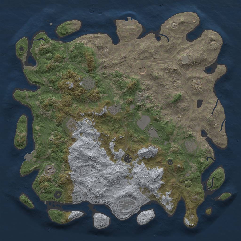 Rust Map: Procedural Map, Size: 4500, Seed: 1694782885, 18 Monuments