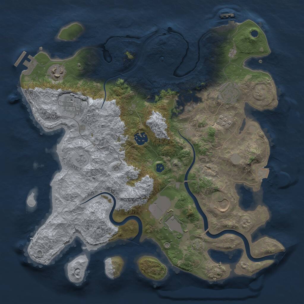 Rust Map: Procedural Map, Size: 3500, Seed: 1880626873, 14 Monuments