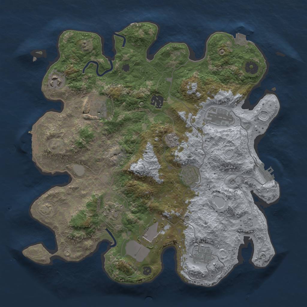 Rust Map: Procedural Map, Size: 3500, Seed: 360893112, 17 Monuments