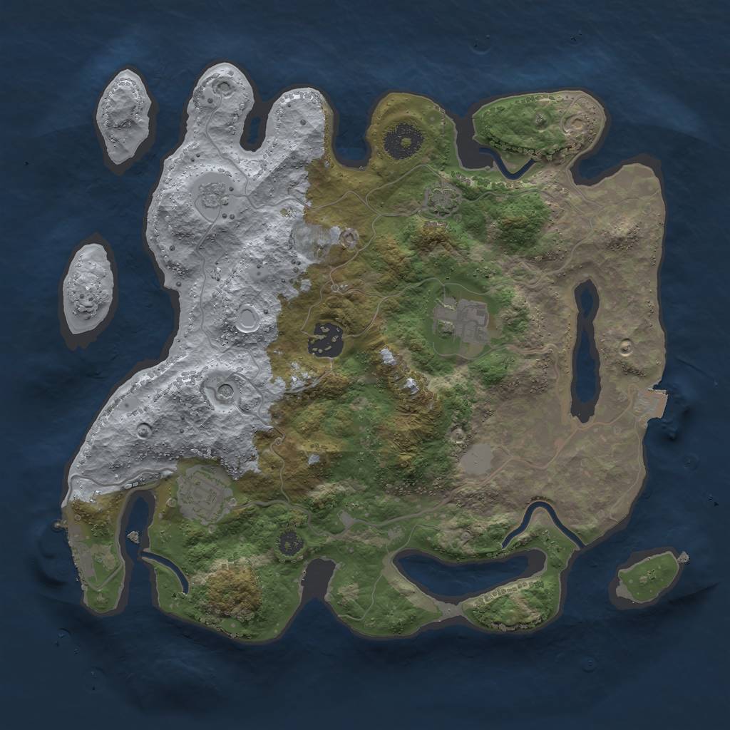 Rust Map: Procedural Map, Size: 3000, Seed: 583539729, 10 Monuments