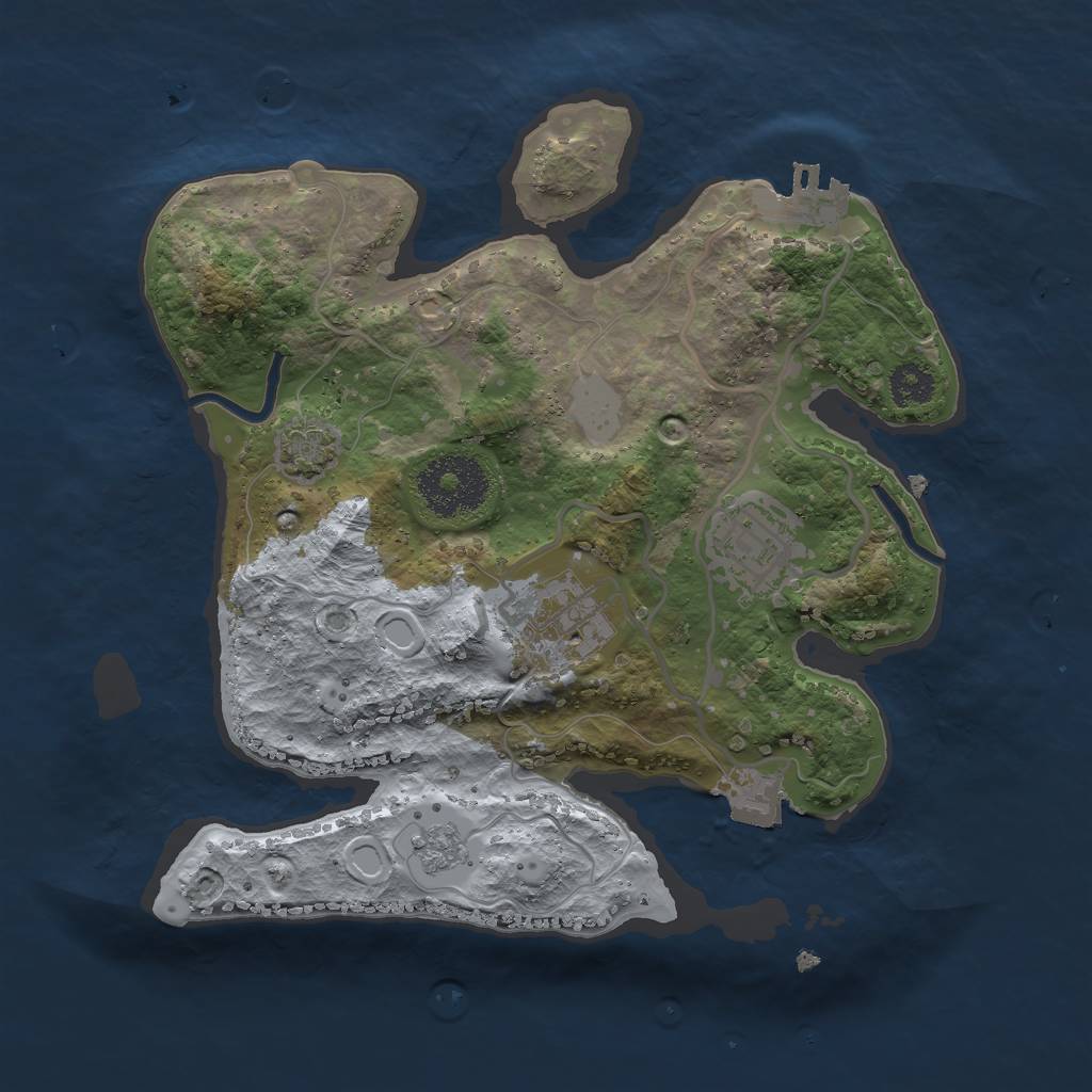 Rust Map: Procedural Map, Size: 2500, Seed: 145616513, 8 Monuments