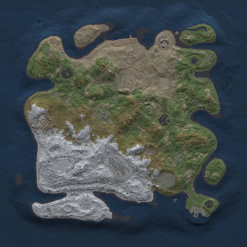 Rust Map: Procedural Map, Size: 3400, Seed: 145616513, 14 Monuments